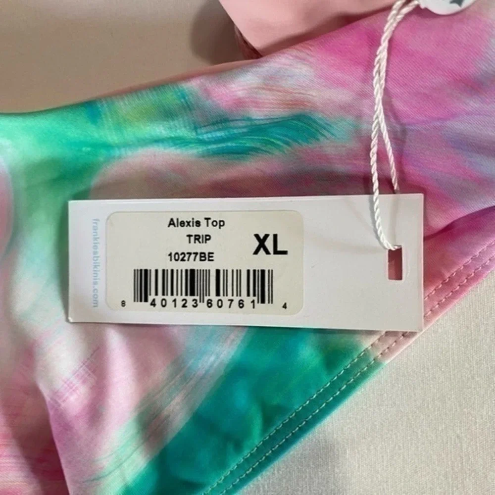 Frankie’s Rare Alexis Multicolor Patterned Bikini Swim Top In Trip Size XL NWT